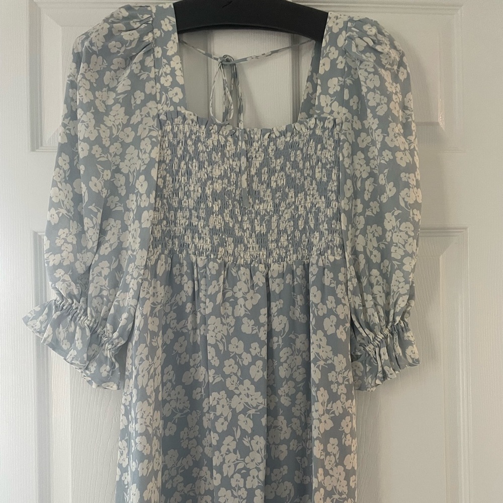 Reformation, smocked, mini dress. Size 0.